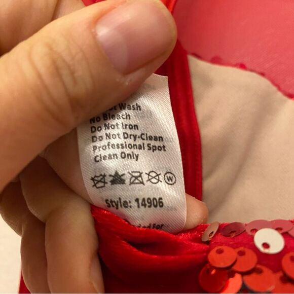 Weissman Dance costume red bling fringe velvet dress Could Have Been Me 14906 MC - Picture 8 of 9